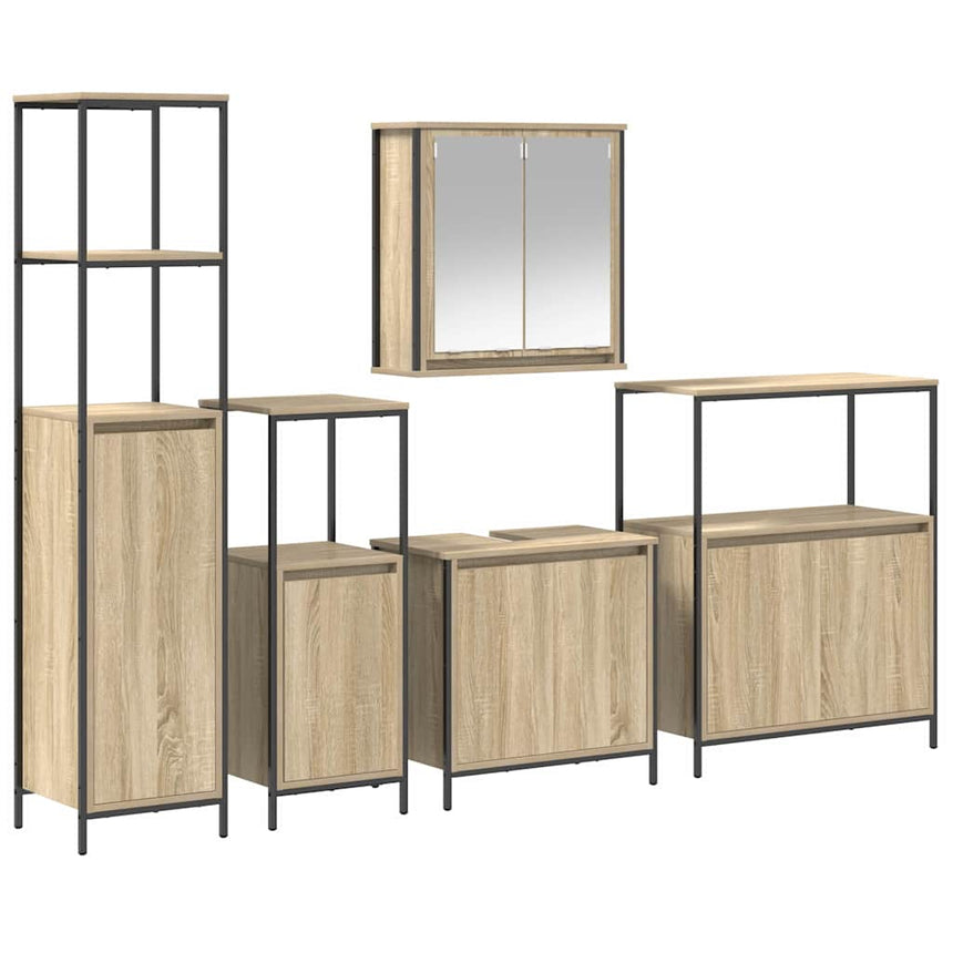 vidaXL Ensemble de mobilier de salle de bain 5 pcs Bois d'ingénierie