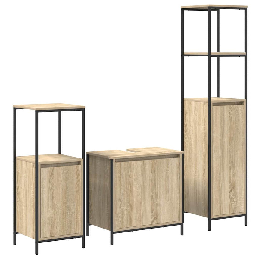 vidaXL Ensemble de mobilier de salle de bain 3 pcs Bois d'ingénierie
