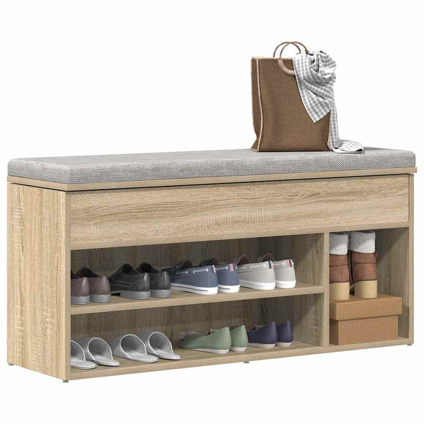 Schoenenbank 102X30,5X45 Cm Bewerkt Hout Kleurig Sonoma Eiken