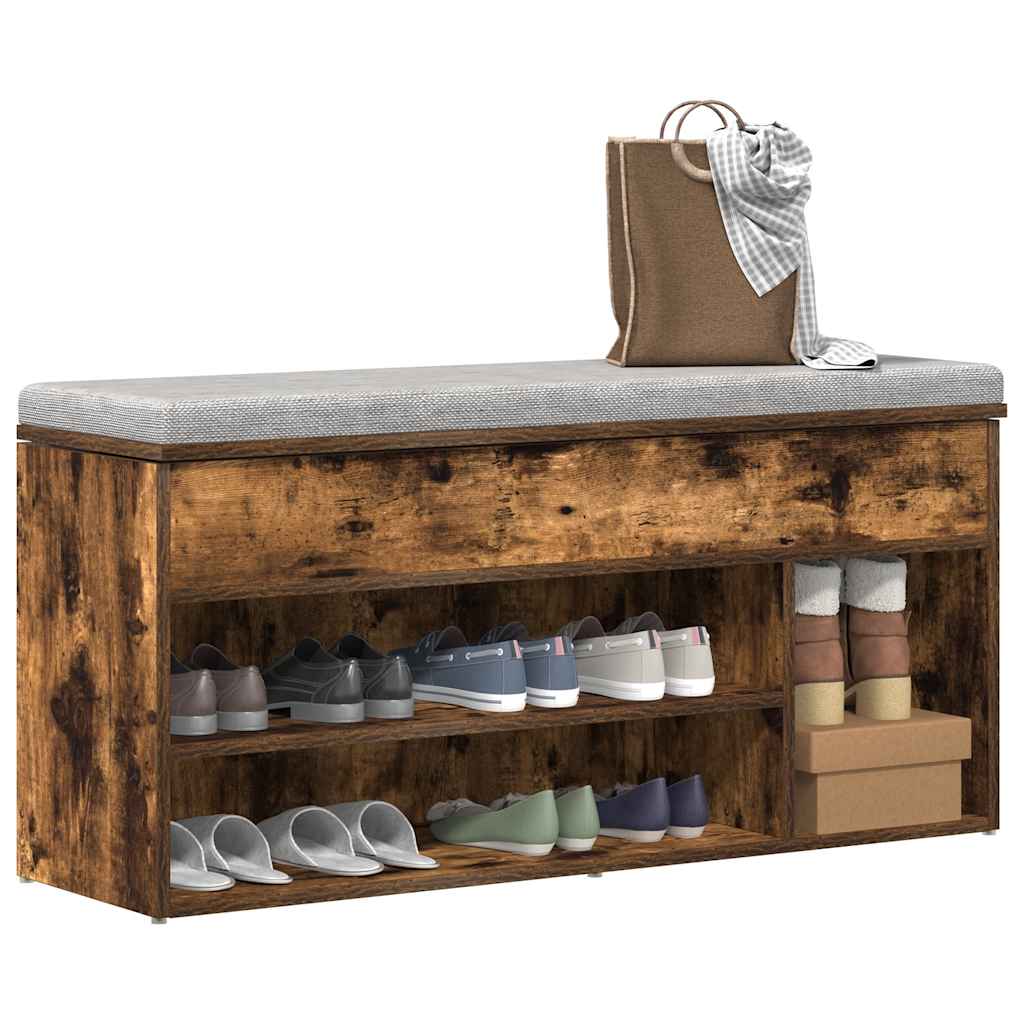 Schoenenbank 102X30,5X45 Cm Bewerkt Hout Kleurig Gerookt Eiken
