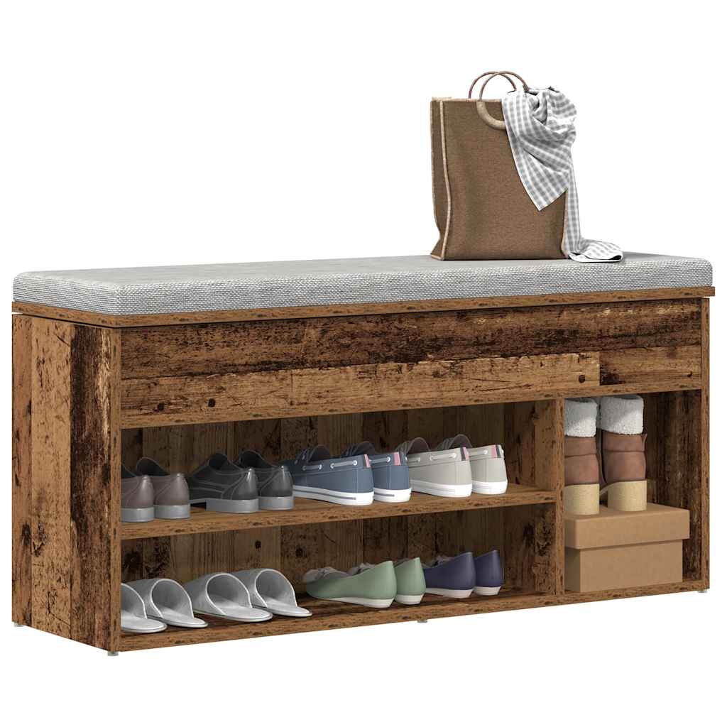 Schoenenbank 102X30,5X45 Cm Bewerkt Hout Kleurig Oud Hout