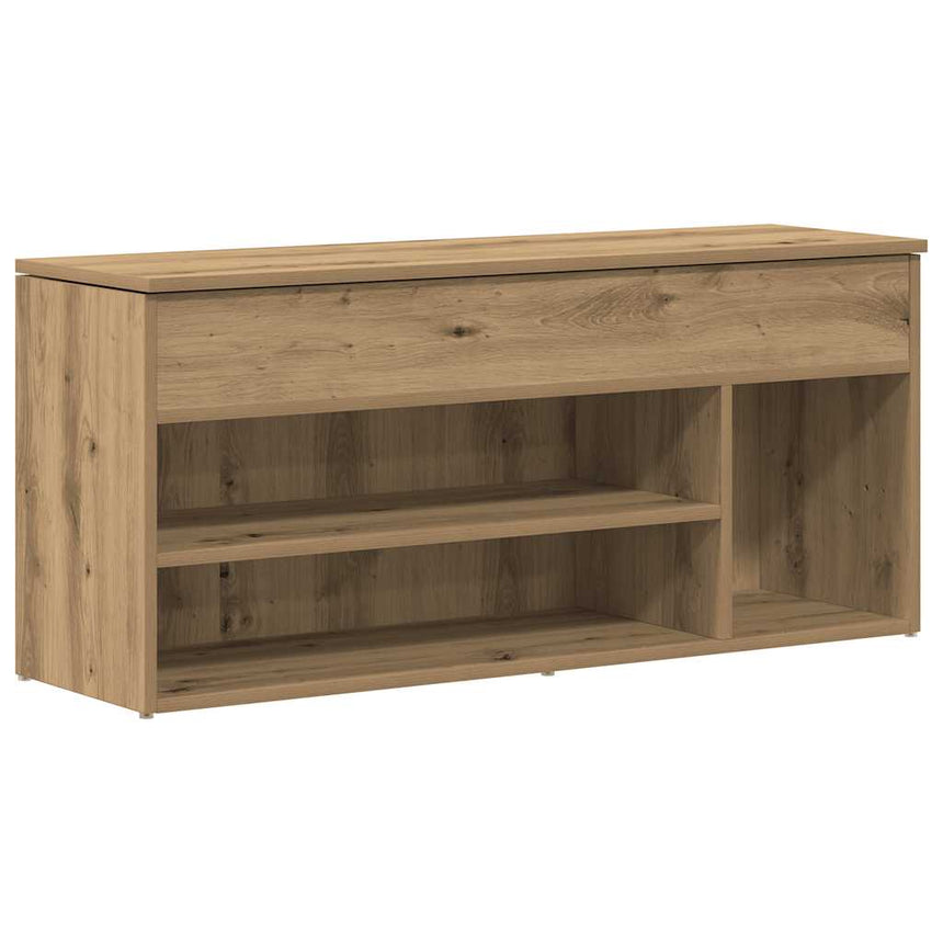 Schoenenbank 102X30,5X45 Cm Bewerkt Hout Artisanaal Eikenkleur Artisanaal Eikenkleurig