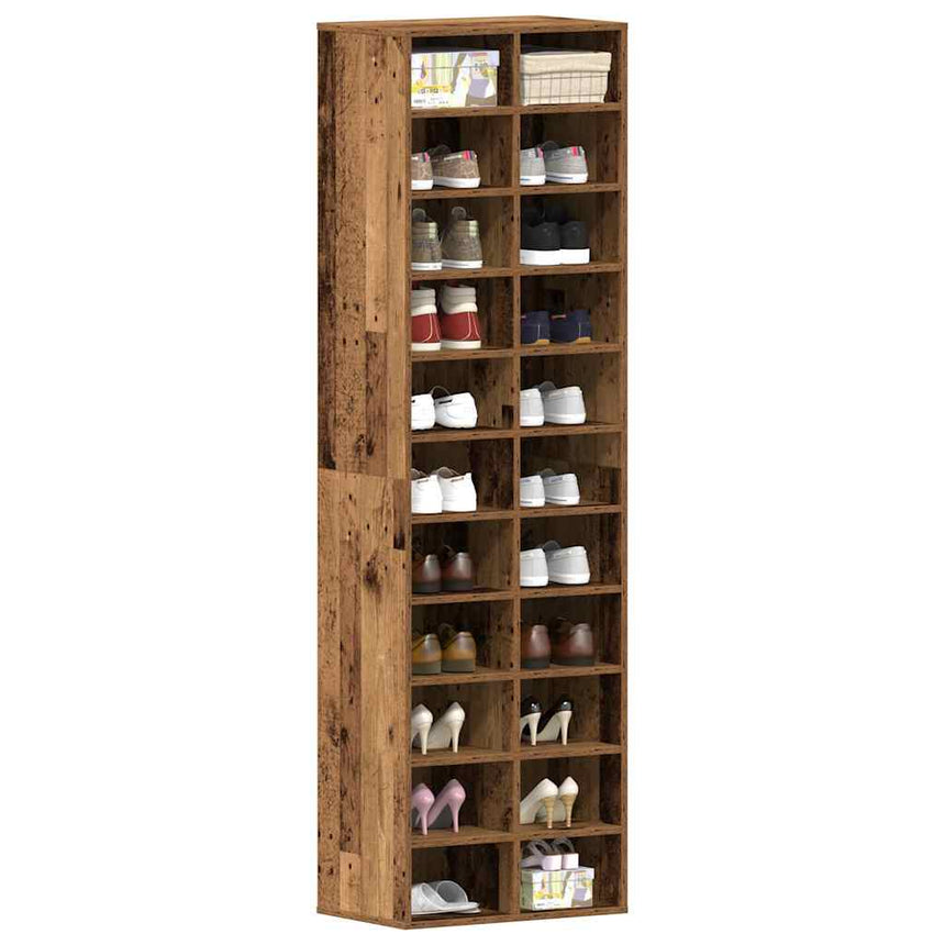 Schoenenkast 54X34X183 Cm Spaanplaat Oud Hout