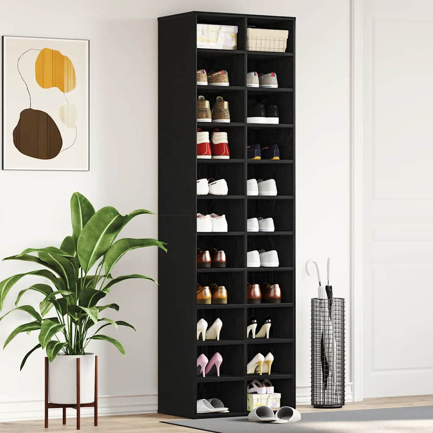 Schoenenkast 54X34X183 Cm Spaanplaat Kleurig Zwart Eiken