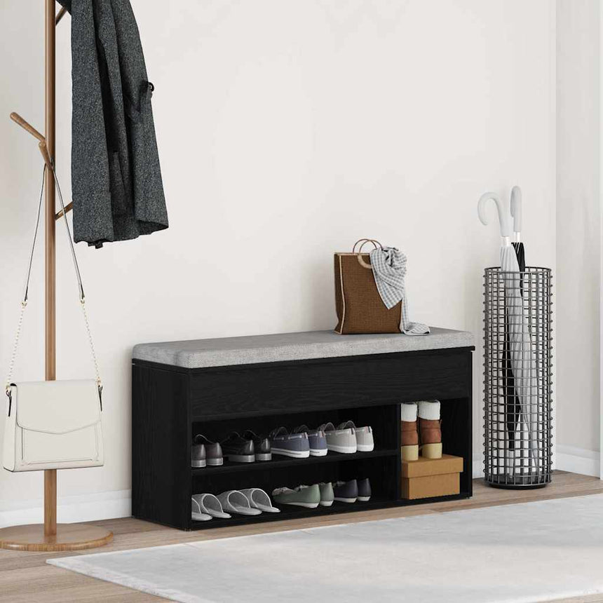Schoenenbank 102X30,5X45 Cm Spaanplaat Kleurig Zwart Eiken