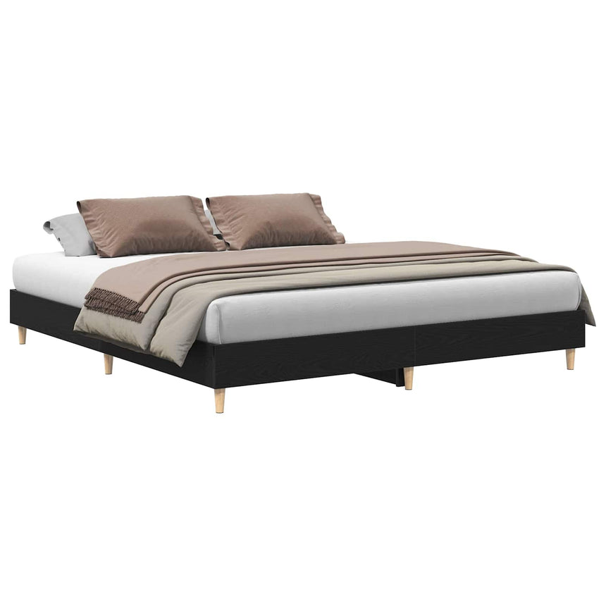 vidaXL Cadre de lit Chêne noir 203 x 203 x 25 cm Bois d'ingénierie