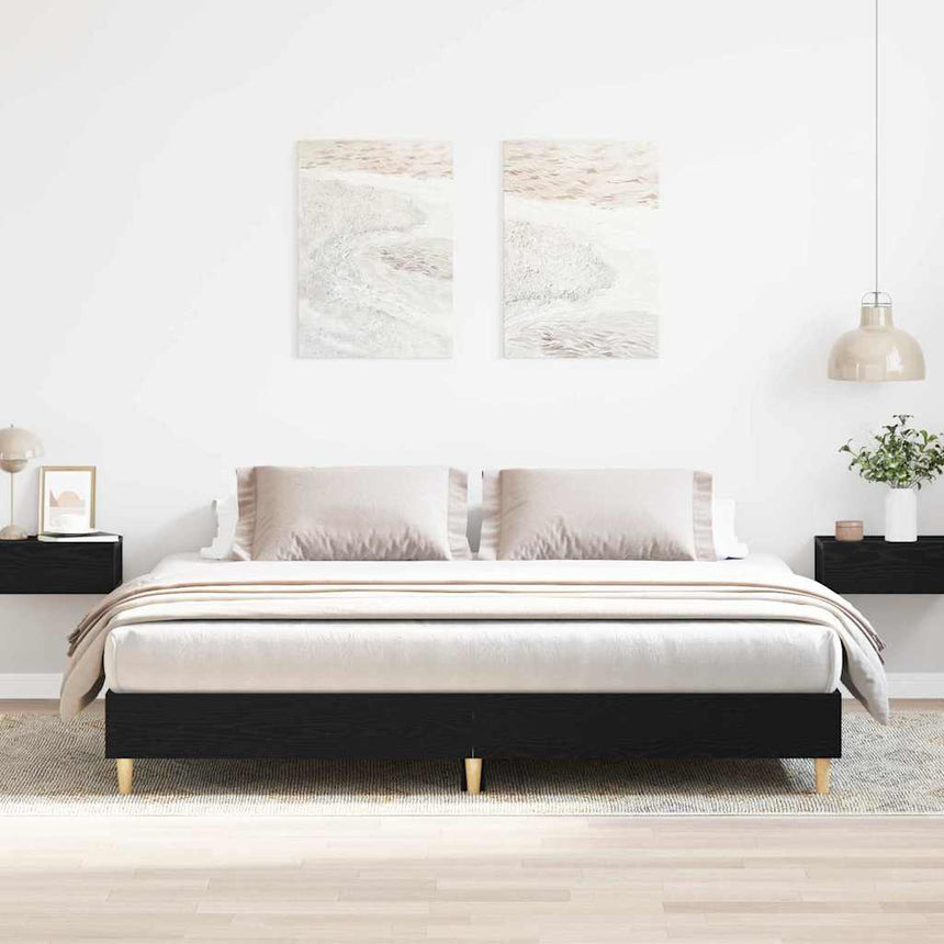 vidaXL Cadre de lit Chêne noir 203 x 183 x 25 cm Bois d'ingénierie