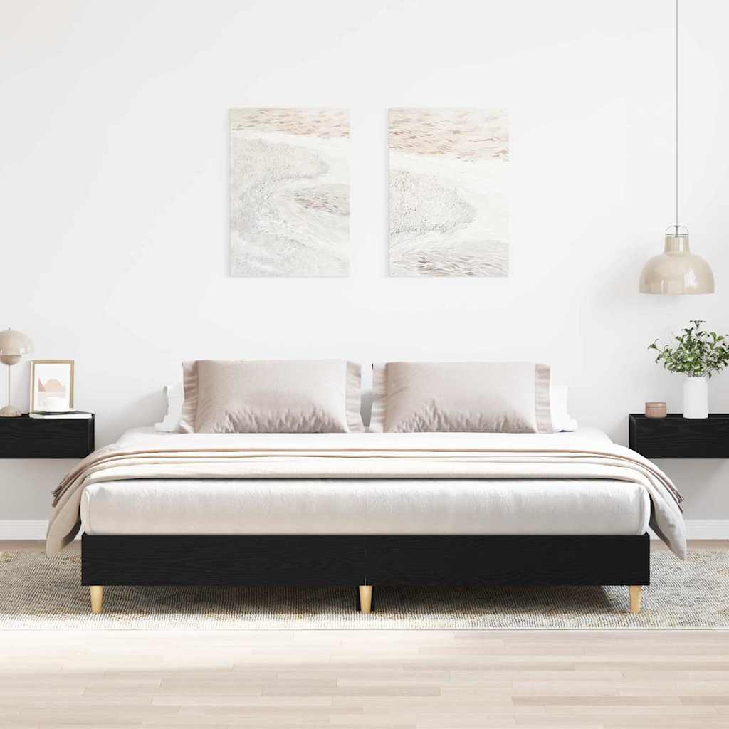 vidaXL Cadre de lit Chêne noir 203 x 163 x 25 cm Bois d'ingénierie