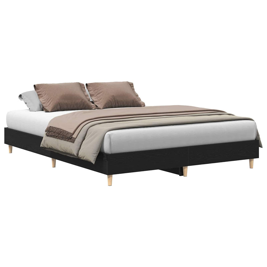 vidaXL Cadre de lit Chêne noir 203 x 153 x 25 cm Bois d'ingénierie