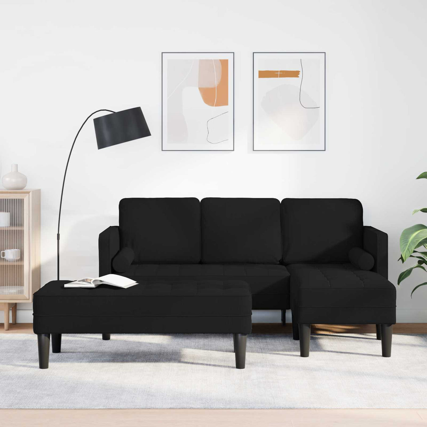 vidaXL Ensemble de Canapés avec coussin 2 pcs Noir Polyester