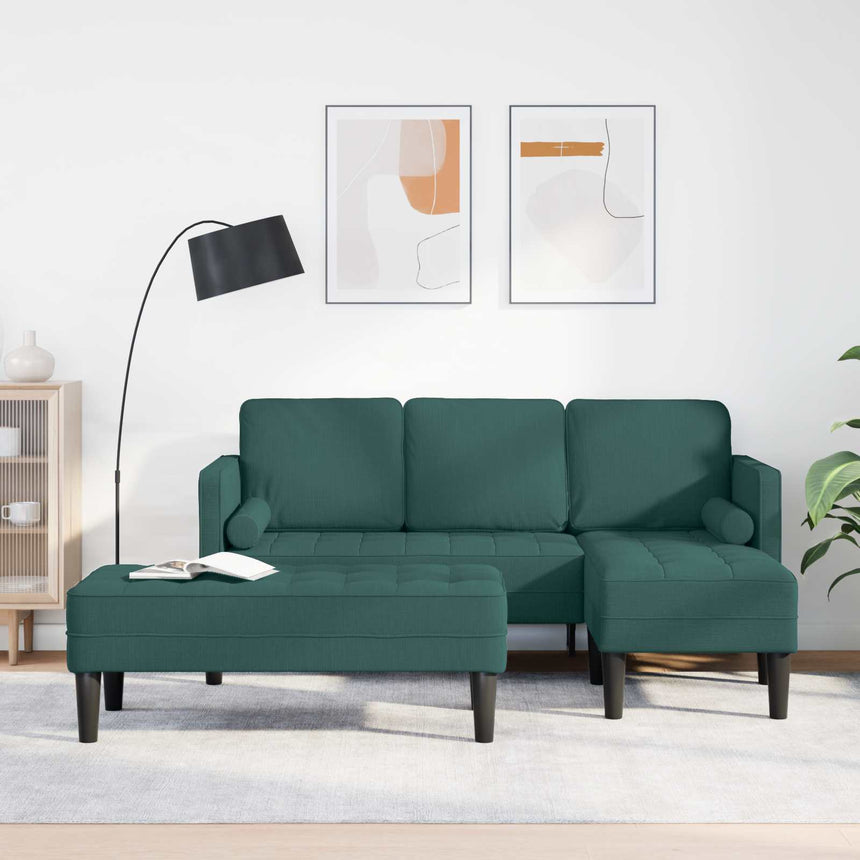 vidaXL Ensemble de Canapés avec coussin 2 pcs Vert foncé Polyester