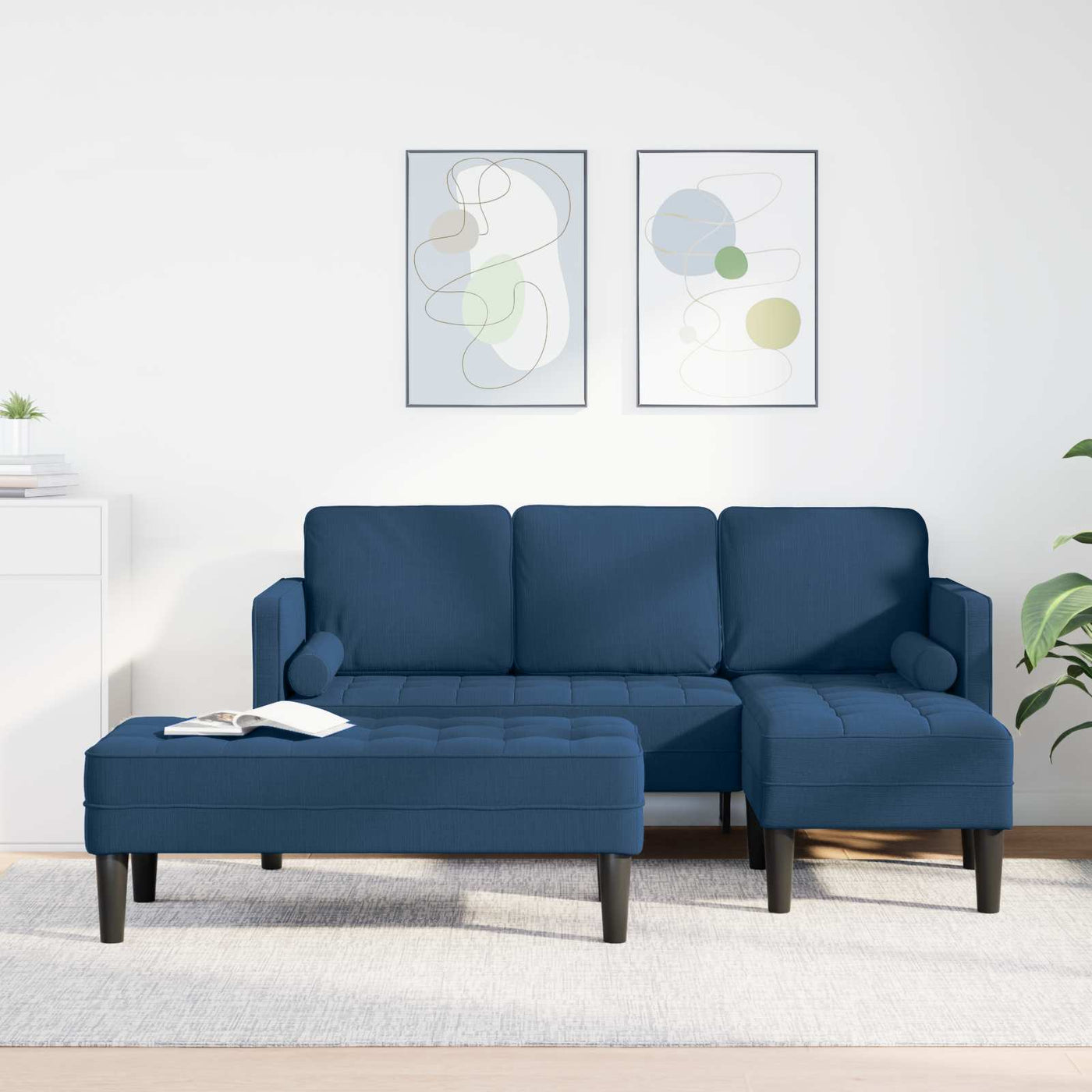 vidaXL Ensemble de Canapés avec coussin 2 pcs Bleu Polyester