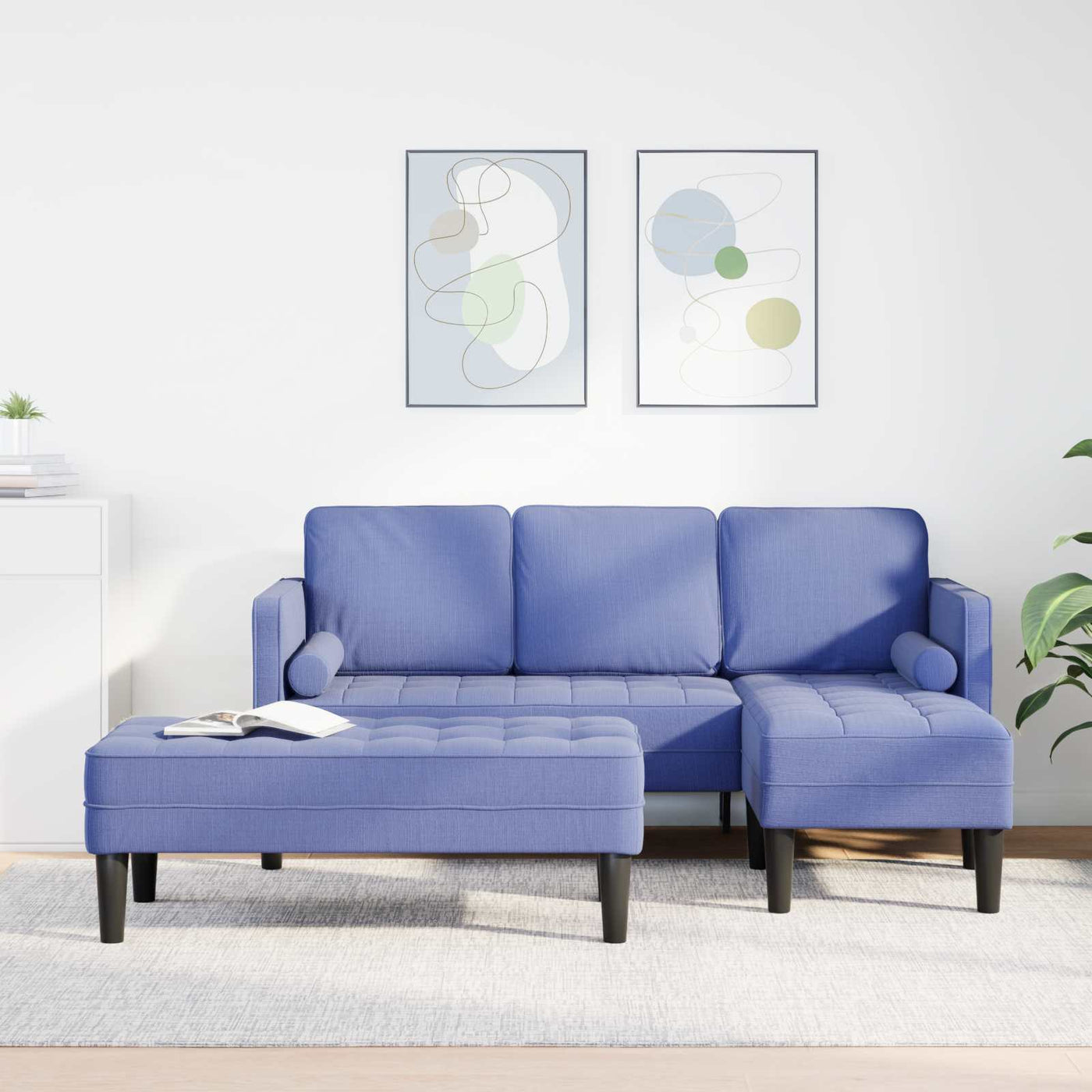 vidaXL Ensemble de Canapés avec coussin 2 pcs Bleu denim Polyester