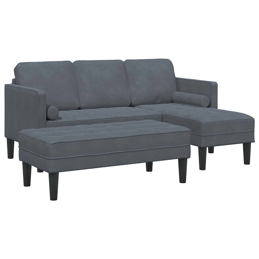 vidaXL Ensemble de Canapés avec coussin 2 pcs Gris foncé Polyester