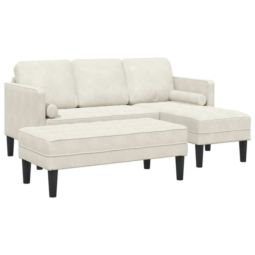 vidaXL Ensemble de Canapés avec coussin 2 pcs Crème Polyester