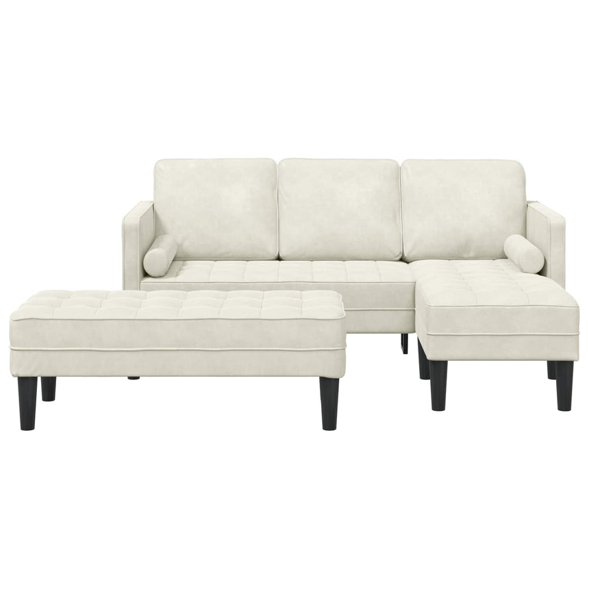 vidaXL Ensemble de Canapés avec coussin 2 pcs Crème Polyester