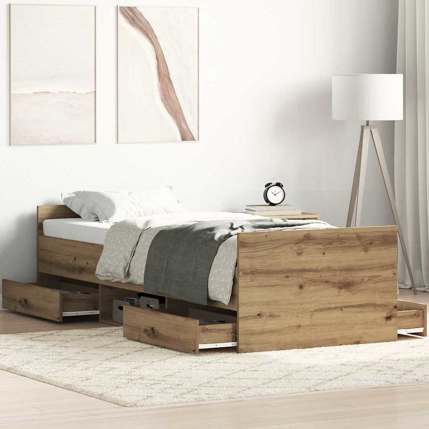 vidaXL Cadre de lit Chêne artisanal 193 x 78 x 50 cm Bois d'ingénierie