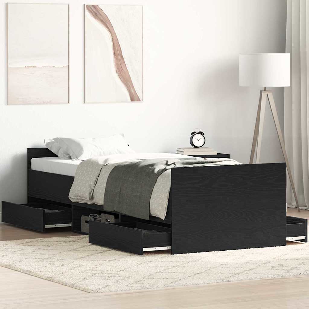 vidaXL Cadre de lit Chêne noir 193 x 78 x 50 cm Bois d'ingénierie