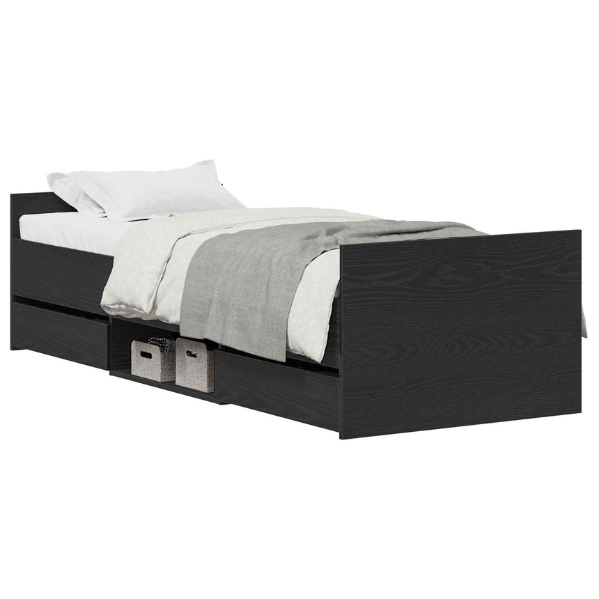vidaXL Cadre de lit Chêne noir 193 x 78 x 50 cm Bois d'ingénierie