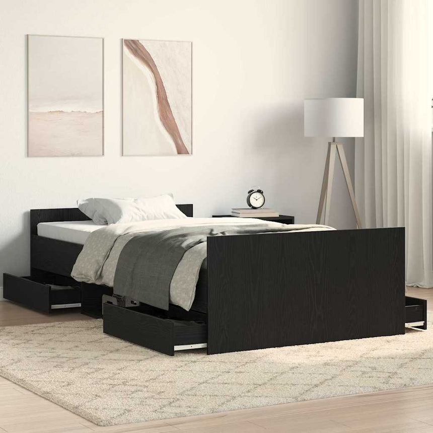 vidaXL Cadre de lit Chêne noir 203 x 103 x 50 cm Bois d'ingénierie