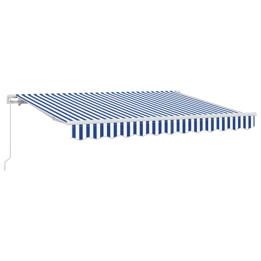 Inklapbare Luifel 250 X 200 Cm Stof Blauw En Wit (Wit Frame)