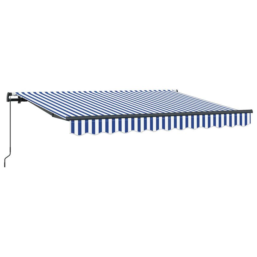 Inklapbare Luifel 250 X 200 Cm Stof Blauw En Wit (Anthraciet Frame)