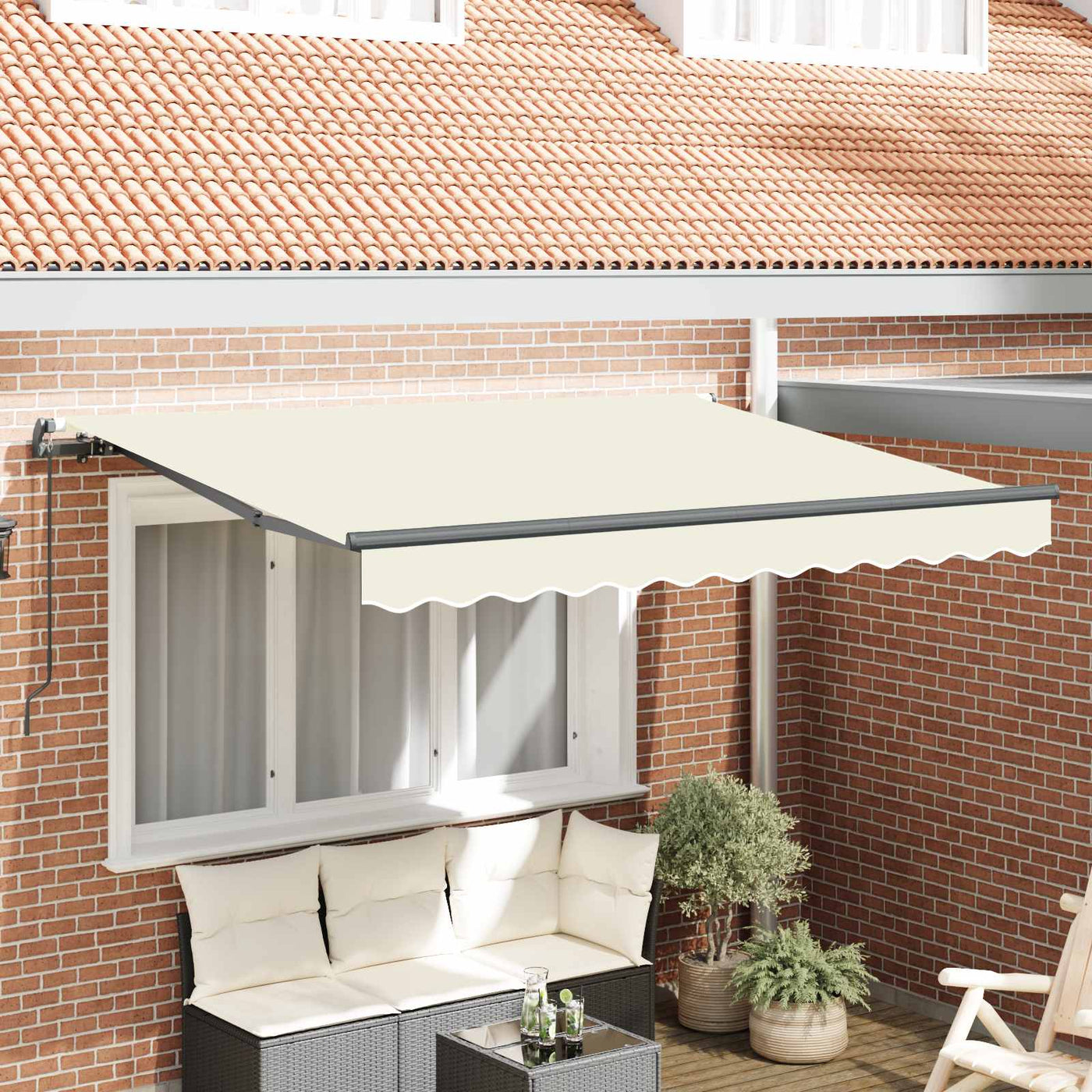 Inklapbare Luifel Crème 250 X 200 Cm Stof Crème (Anthraciet Frame)