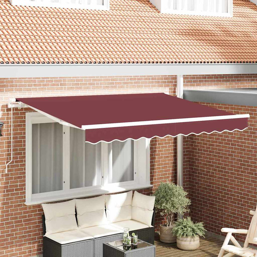 Inklapbare Luifel Bordeauxrood 250 X 200 Cm Stof Bordeaux (Wit Frame)