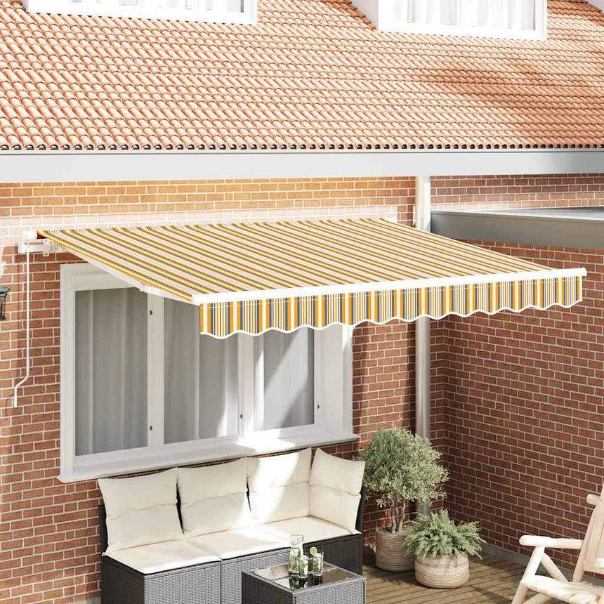 Inklapbare Luifel En 250 X 200 Cm Stof Geel En Grijs (Wit Frame)