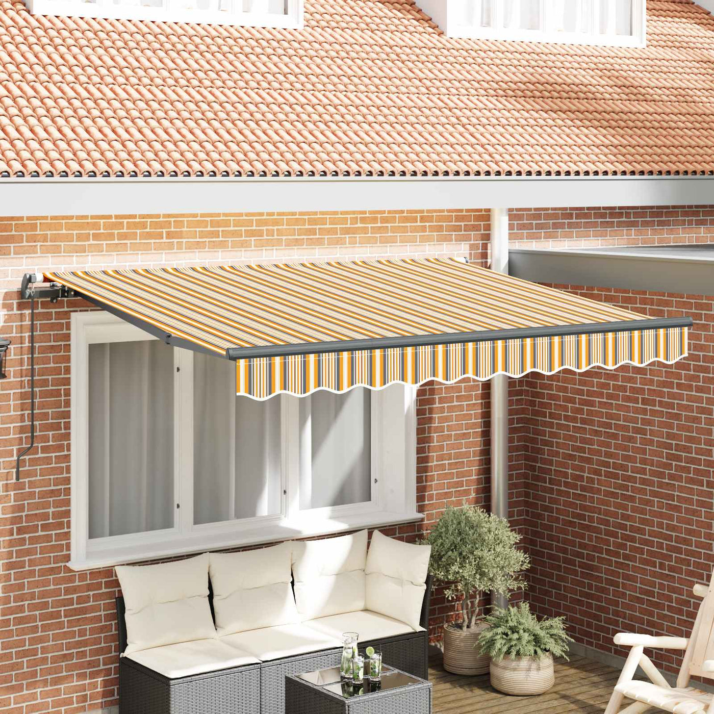 Inklapbare Luifel En 250 X 200 Cm Stof Geel En Grijs (Anthraciet Frame)
