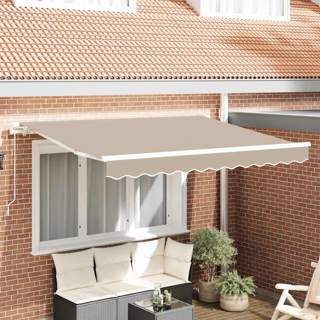 Inklapbare Luifel Beige 250 X 200 Cm Stof Beige (Wit Frame)