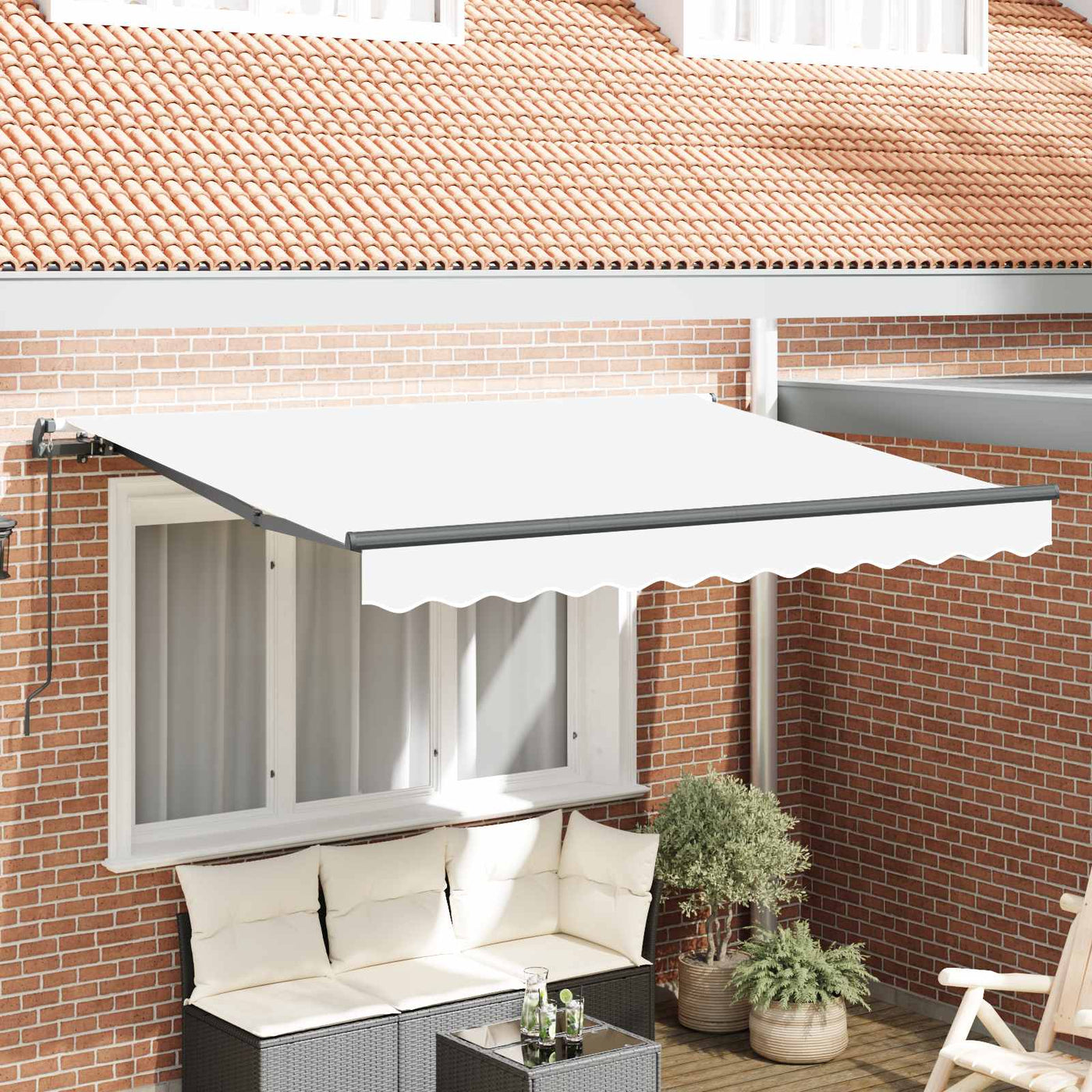 Inklapbare Luifel Wit 250 X 200 Cm Stof Wit (Anthraciet Frame)
