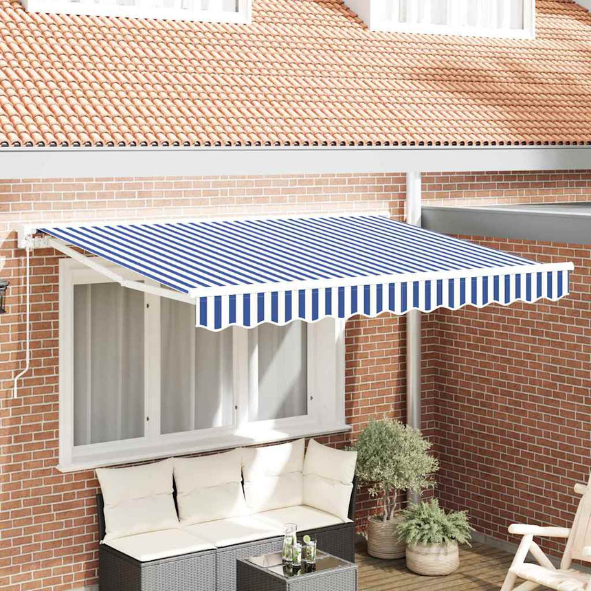 Zonnescherm Frame En 250 X 200 Cm Blauw En Wit (Wit Frame)