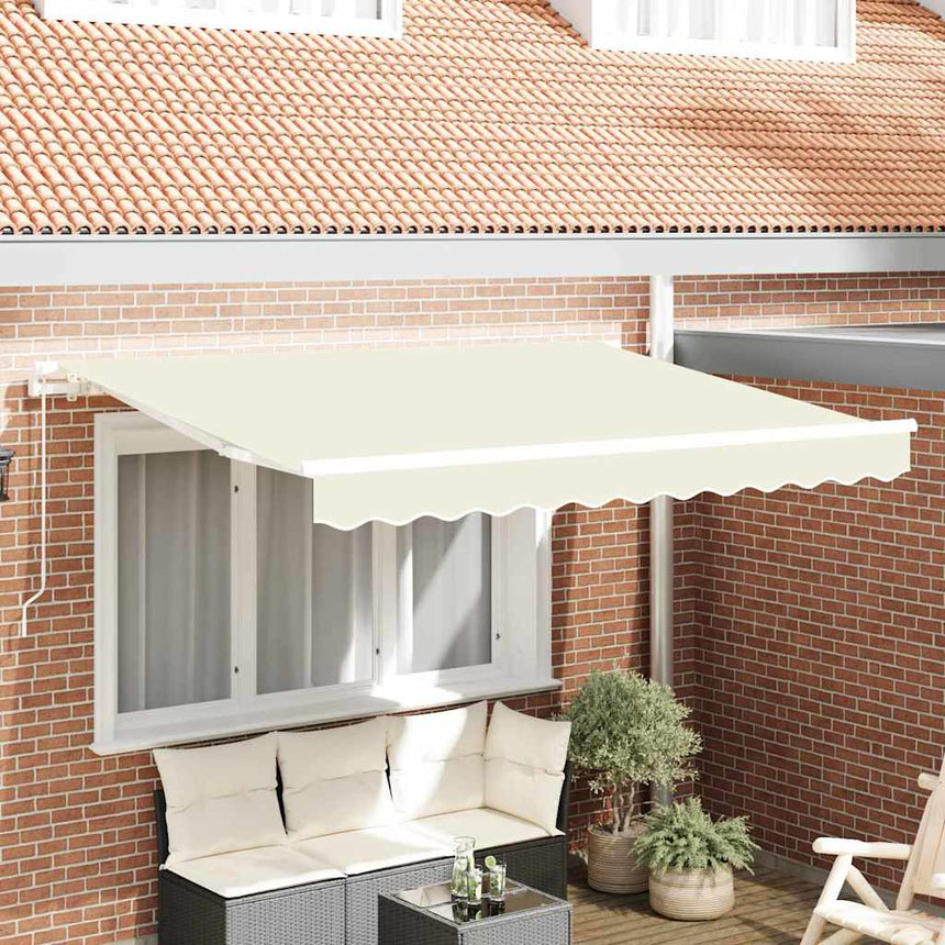 Inklapbare Luifel Crème 250 X 200 Cm Stof Crèmekleurig (Wit Frame)
