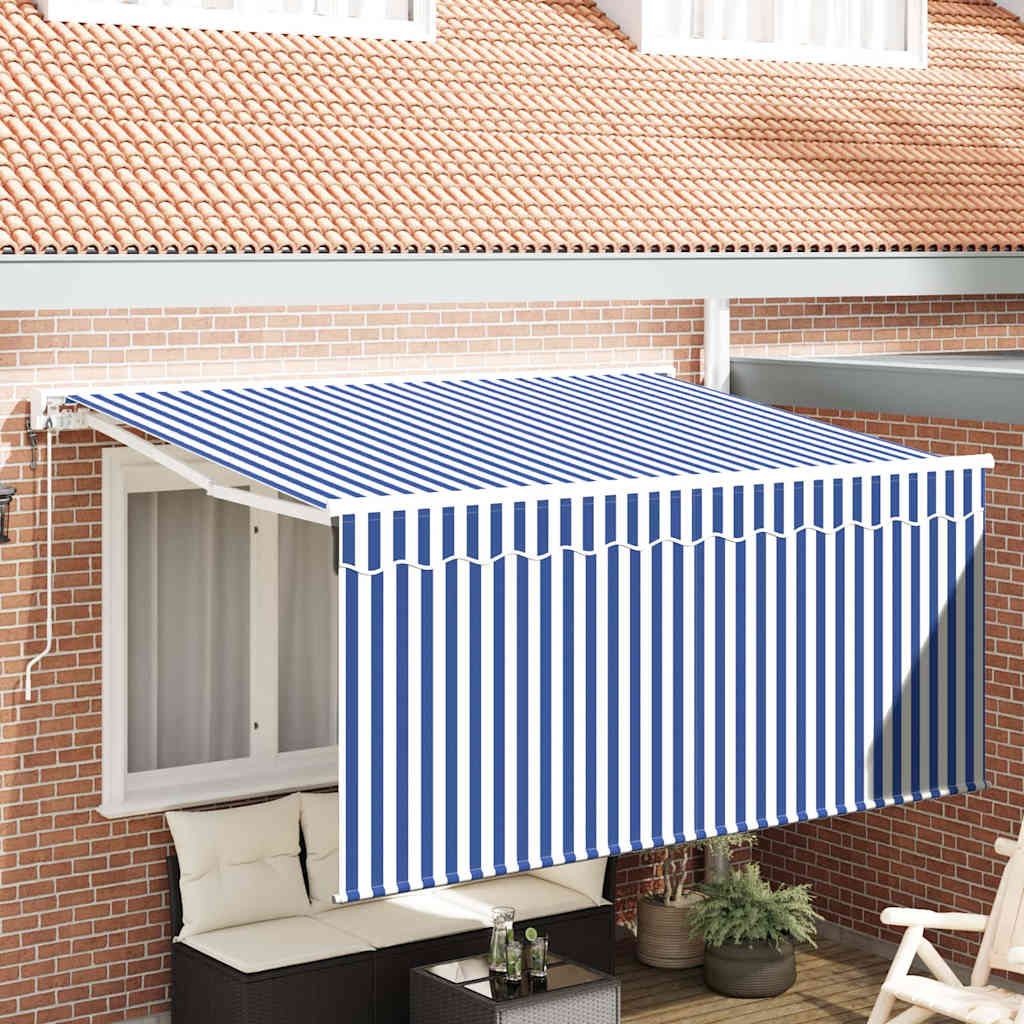 Inklapbare Luifel Blauw En Wit 300 X 200 Cm Crème (Anthraciet Frame)