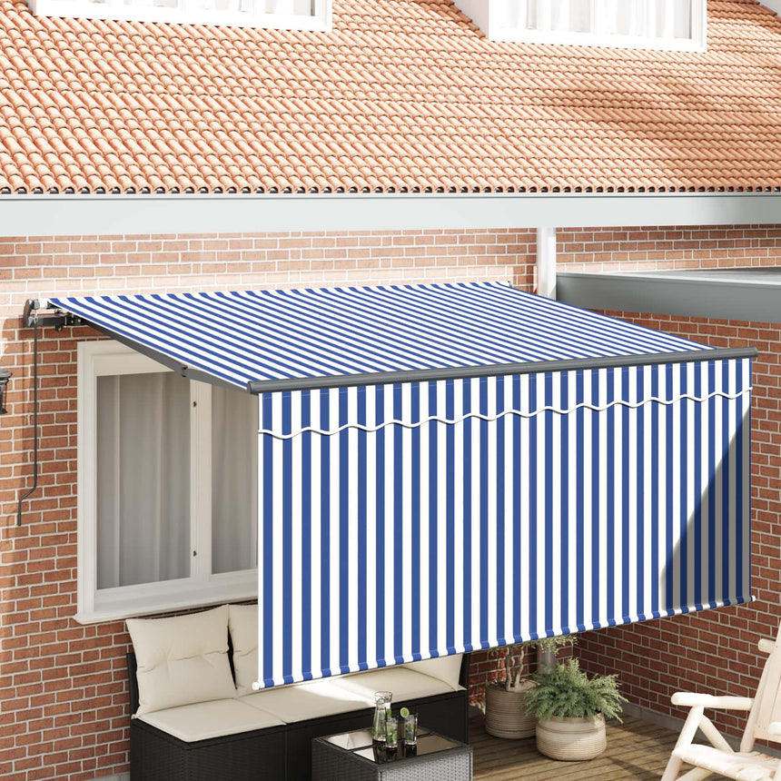 Inklapbare Luifel Blauw En Wit 300 X 200 Cm Crème (Anthraciet Frame)