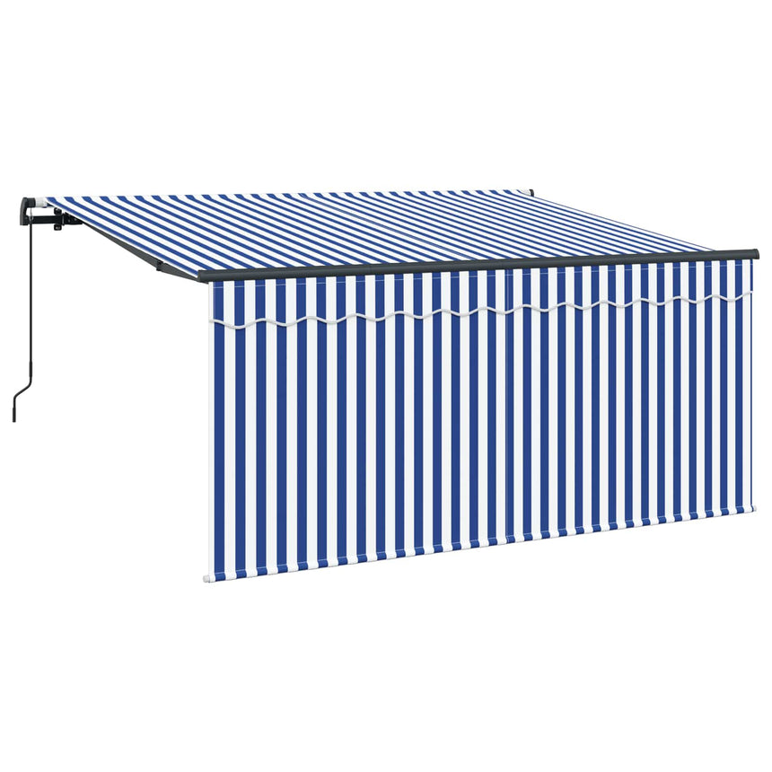 Inklapbare Luifel Blauw En Wit 300 X 200 Cm Crème (Anthraciet Frame)