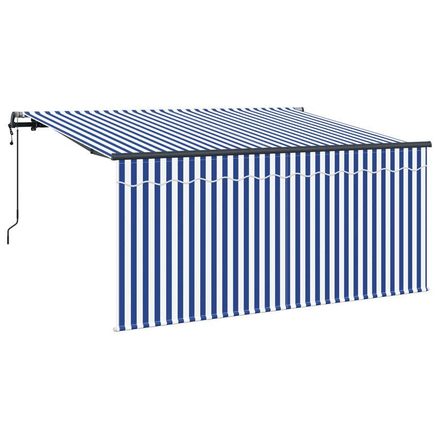 Inklapbare Luifel Blauw En Wit 300 X 200 Cm Crème (Anthraciet Frame)