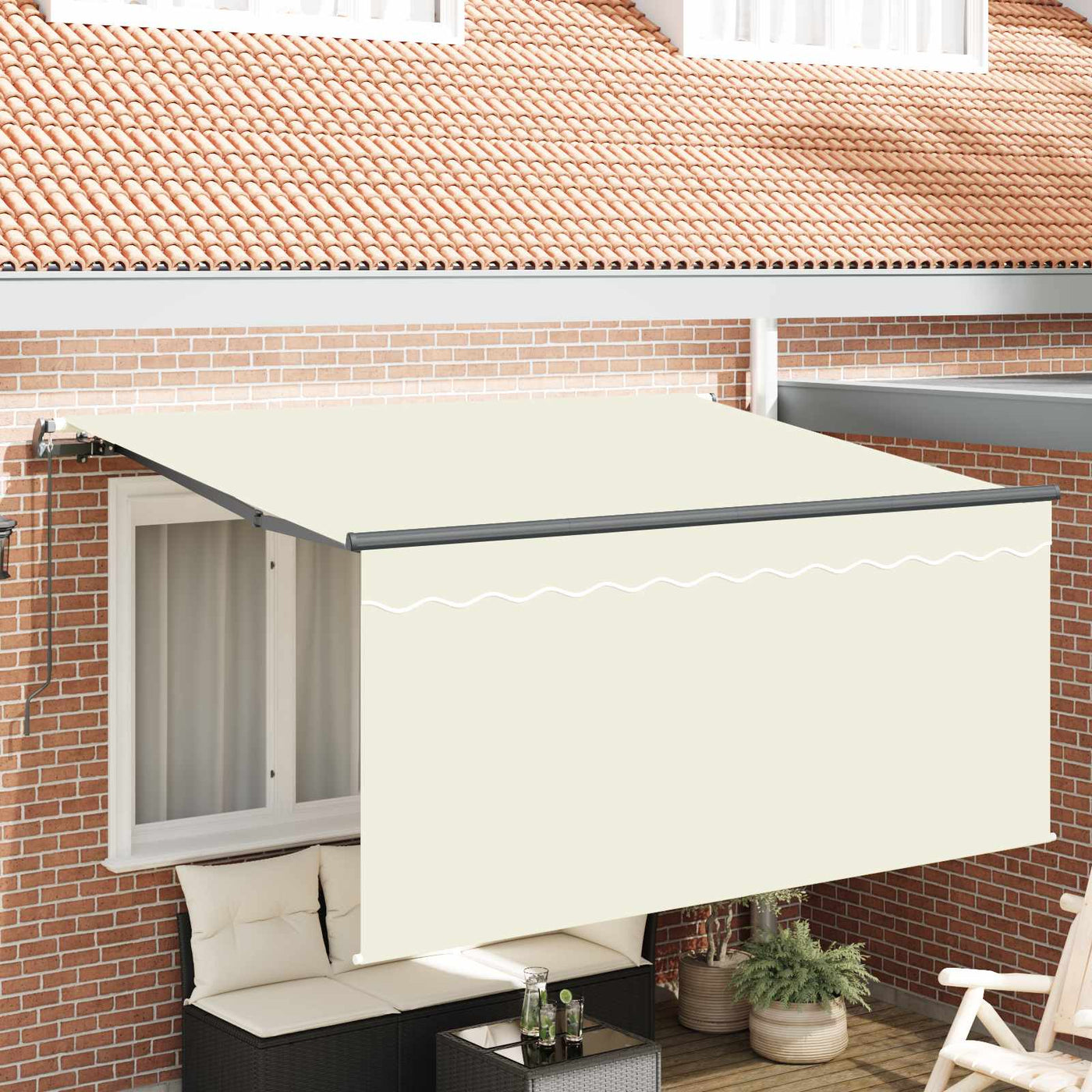 Inklapbare Luifel Crème 300 X 200 Cm Polyester En Aluminium Crème (Anthraciet Frame)
