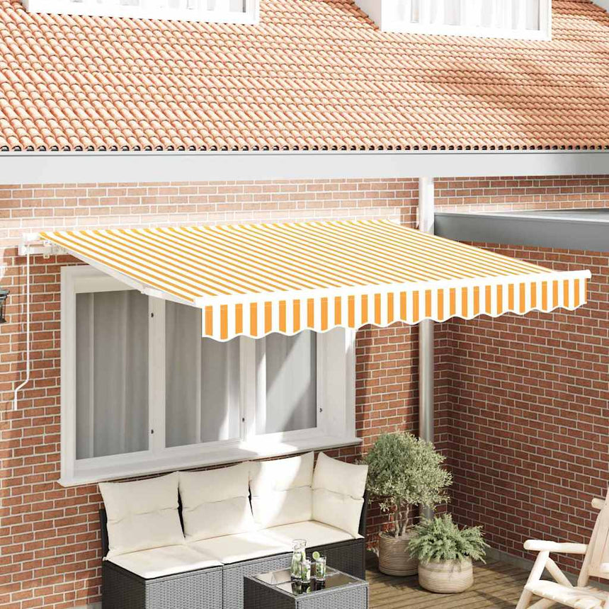 Inklapbare Luifel 300 X 200 Cm Stof Geel En Wit (Met Een Wit Frame)