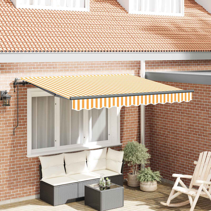 Inklapbare Luifel 300 X 200 Cm Stof Geel En Wit (Anthraciet Frame)