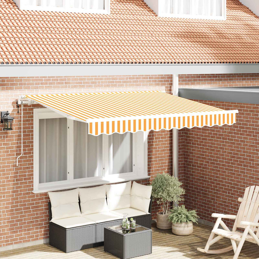 Inklapbare Luifel 250 X 200 Cm Stof Geel En Wit (Wit Frame)