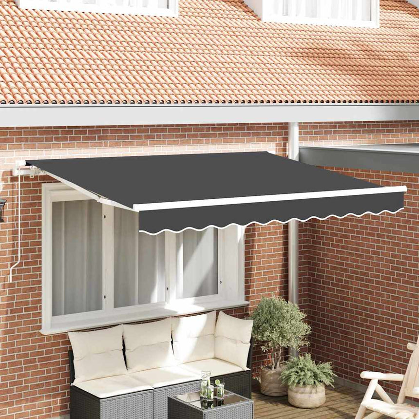 Inklapbare Luifel Antraciet 300 X 200 Cm Stof Antracietkleurig (Wit Frame)