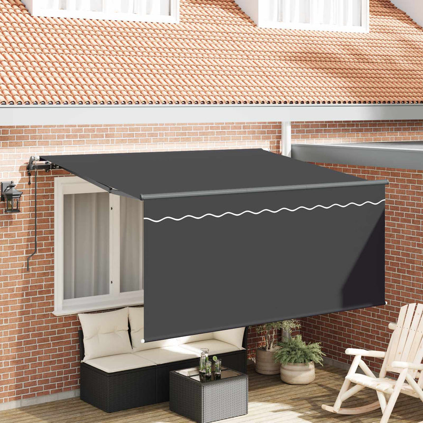 Inklapbare Luifel Gestreept Antraciet 300 X 200 Cm Stof Anthraciet (Anthraciet Frame)