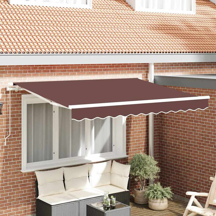 Inklapbare Luifel Bruin 250 X 200 Cm Stof Bruin (Wit Frame)