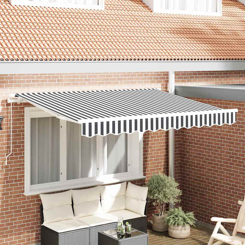 Inklapbare Luifel Antraciet 250 X 200 Cm Stof Anthraciet En Wit (Wit Frame)