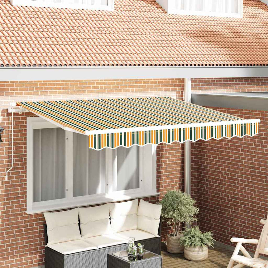 Inklapbare Luifel 250 X 200 Cm Stof Groen En Geel (Wit Frame)