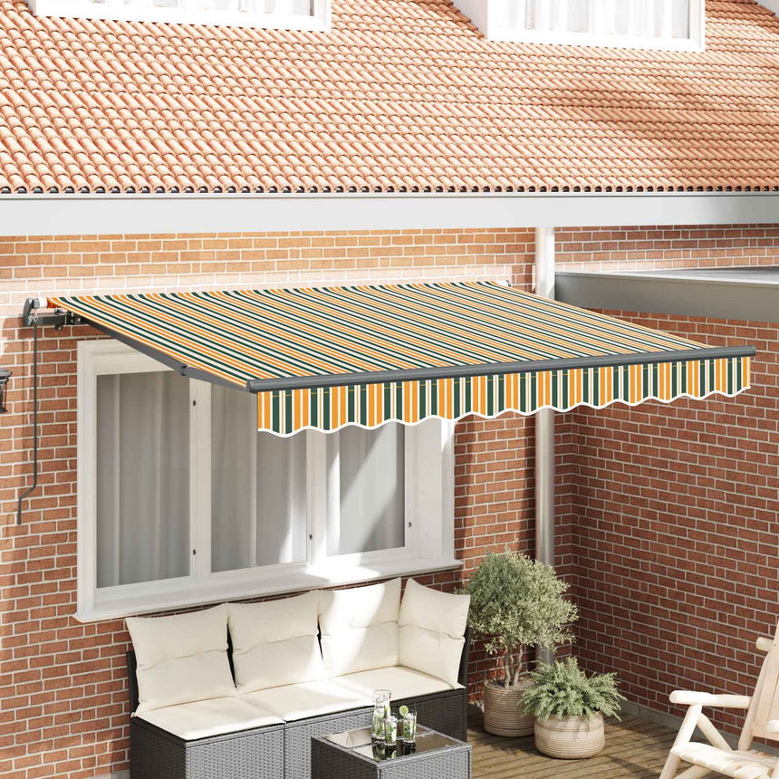 Inklapbare Luifel 250 X 200 Cm Stof Groen En Geel (Anthraciet Frame)