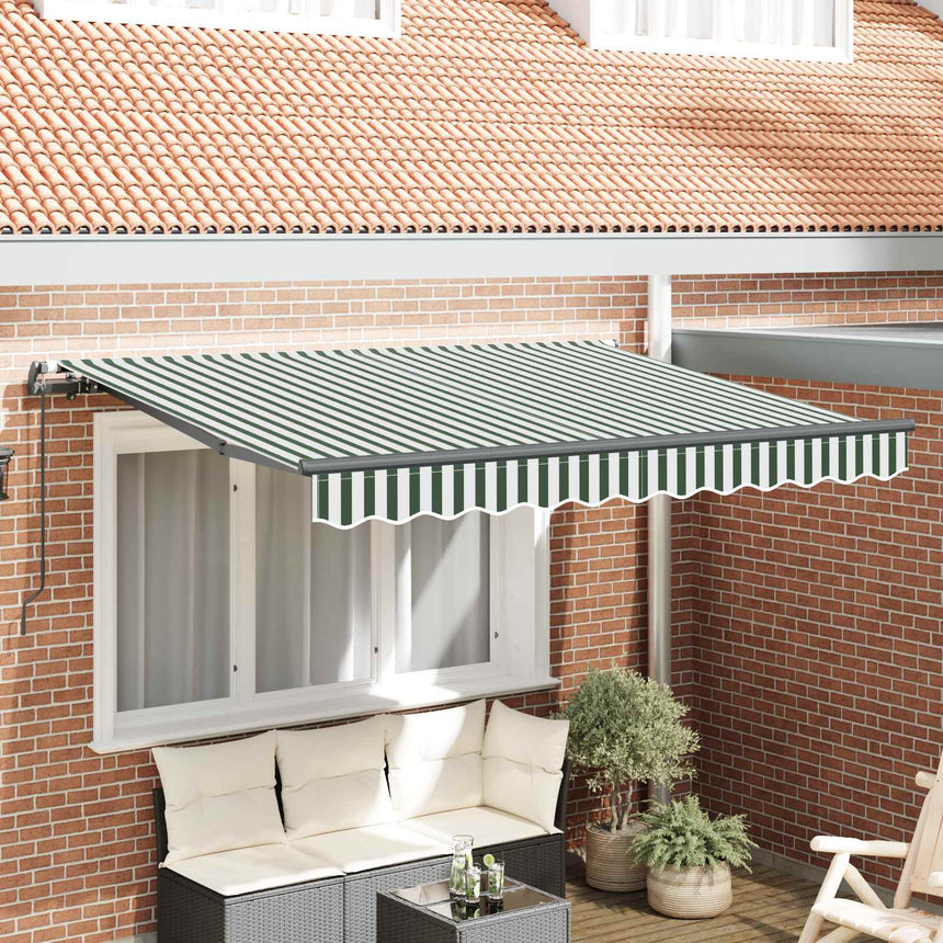Inklapbare Luifel 250 X 200 Cm Stof Groen En Wit (Anthraciet Frame)
