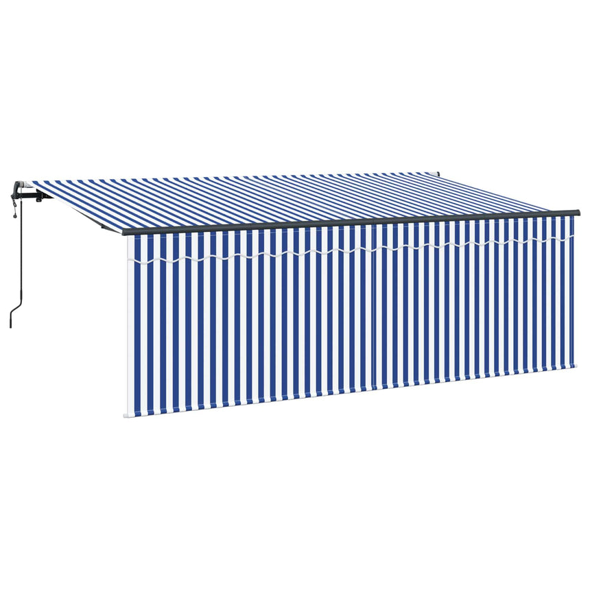 Inklapbare Luifel Blauw En Wit 350 X 200 Cm Crème (Anthraciet Frame)